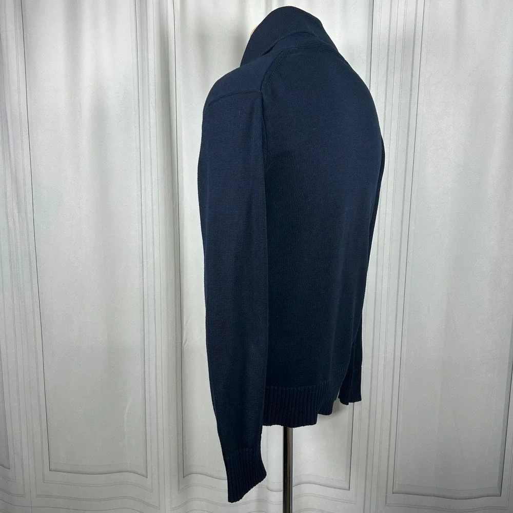 J.Crew Mens Navy Blue Rope Toggle Shawl Collar Cardigan Sweater M